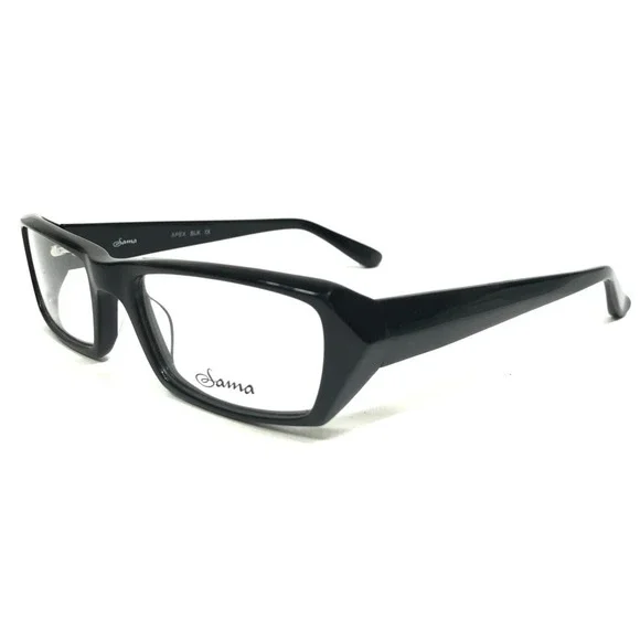 Sama Eyeglasses Frames APEX BLK Polished Black Rectangular Full Rim 53-18-138 - Picture 4 of 11